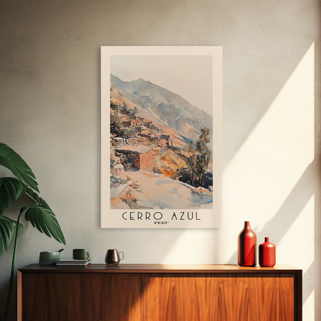 Cerro Azul, Peru Watercolor Print, Vacation Gift, Peru Wall Art, Vacation Wall Art, Vacatation Memories, Beach Decor, Beach Or Lakehouse Art