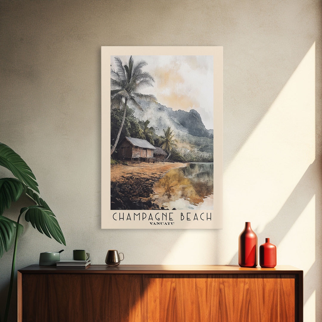 Champagne Beach, Vanuatu Watercolor Print, Vacation Gift, Vanuatu Wall Art, Beach Painting, Beach Decor, Beach Or Lakehouse Art