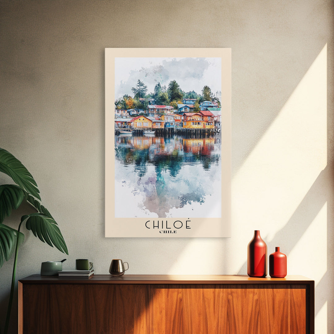 Chiloé, Chile Watercolor Print, Vacation Gift, Chile Wall Art, Vacation Wall Art, Vacatation Memories, Beach Decor, Beach Or Lakehouse Art