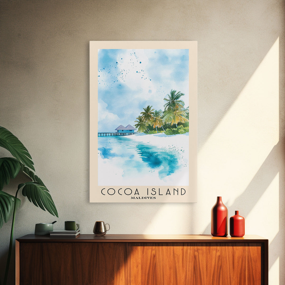 Cocoa Island, Maldives Watercolor Print, Vacation Gift, Maldives Wall Art, Vacation Wall Art, Vacatation Memories, Beach Decor, Beach Or Lakehouse Art