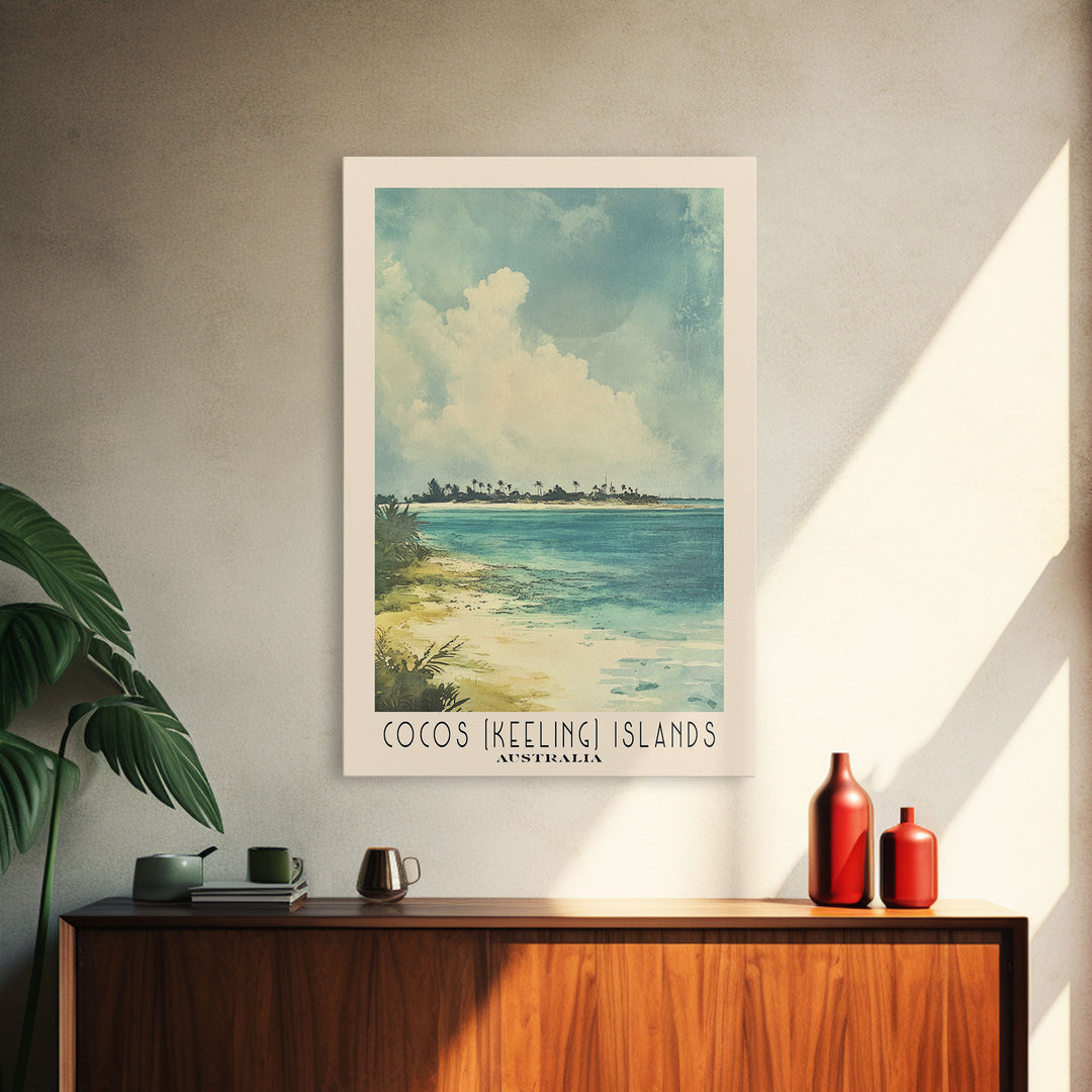 Cocos (Keeling) Islands, Australia Watercolor Print, Vacation Gift, Australia Wall Art, Beach Painting, Beach Decor, Beach Or Lakehouse Art