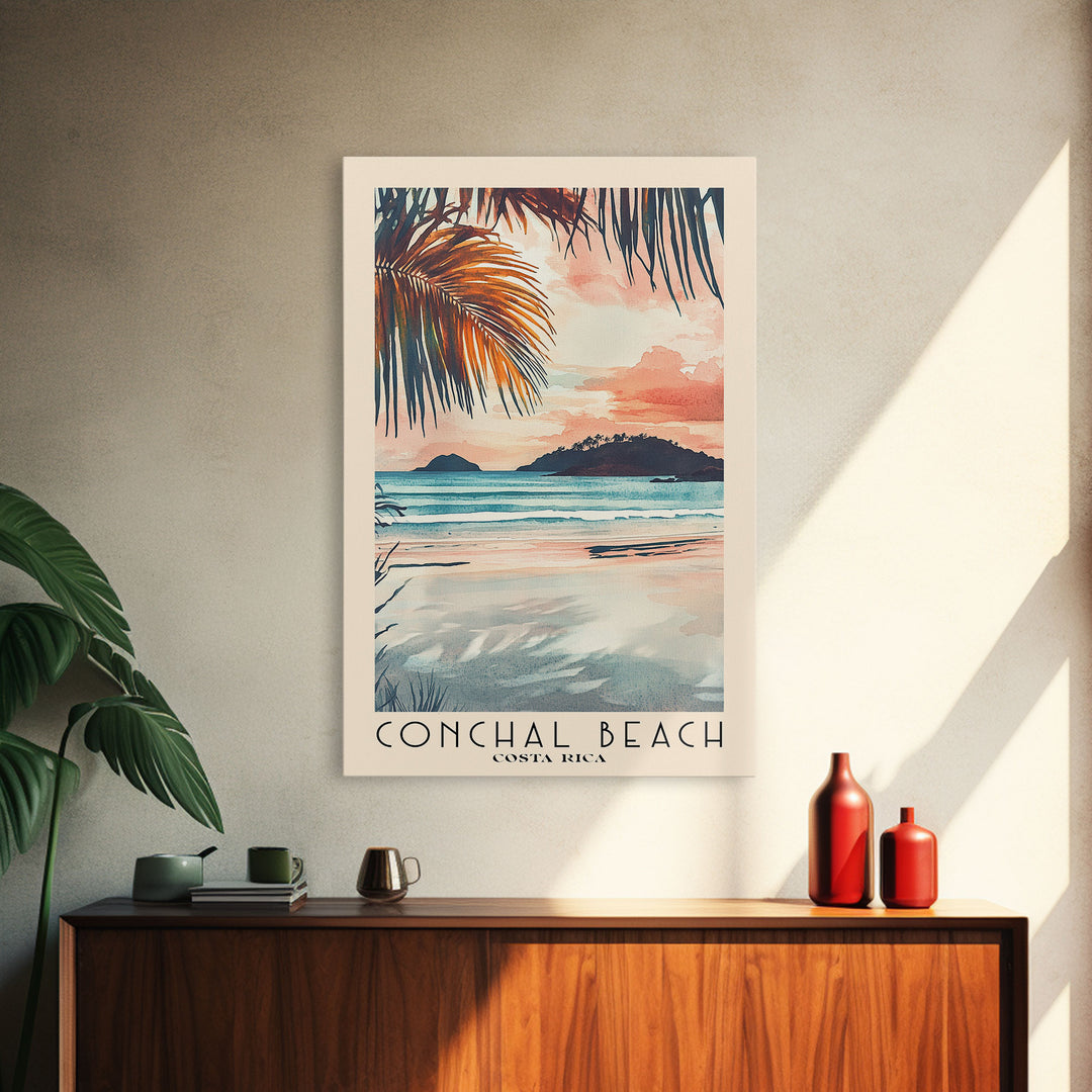 Conchal Beach, Costa Rica Watercolor Print, Vacation Gift, Costa Rica Wall Art, Vacation Wall Art, Vacatation Memories, Beach Decor, Beach Or Lakehouse Art