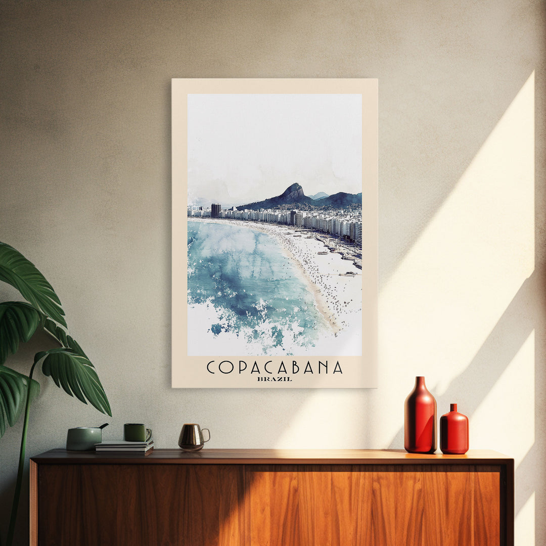 Copacabana, Brazil Watercolor Print, Vacation Gift, Brazil Wall Art, Beach Painting, Beach Decor, Beach Or Lakehouse Art
