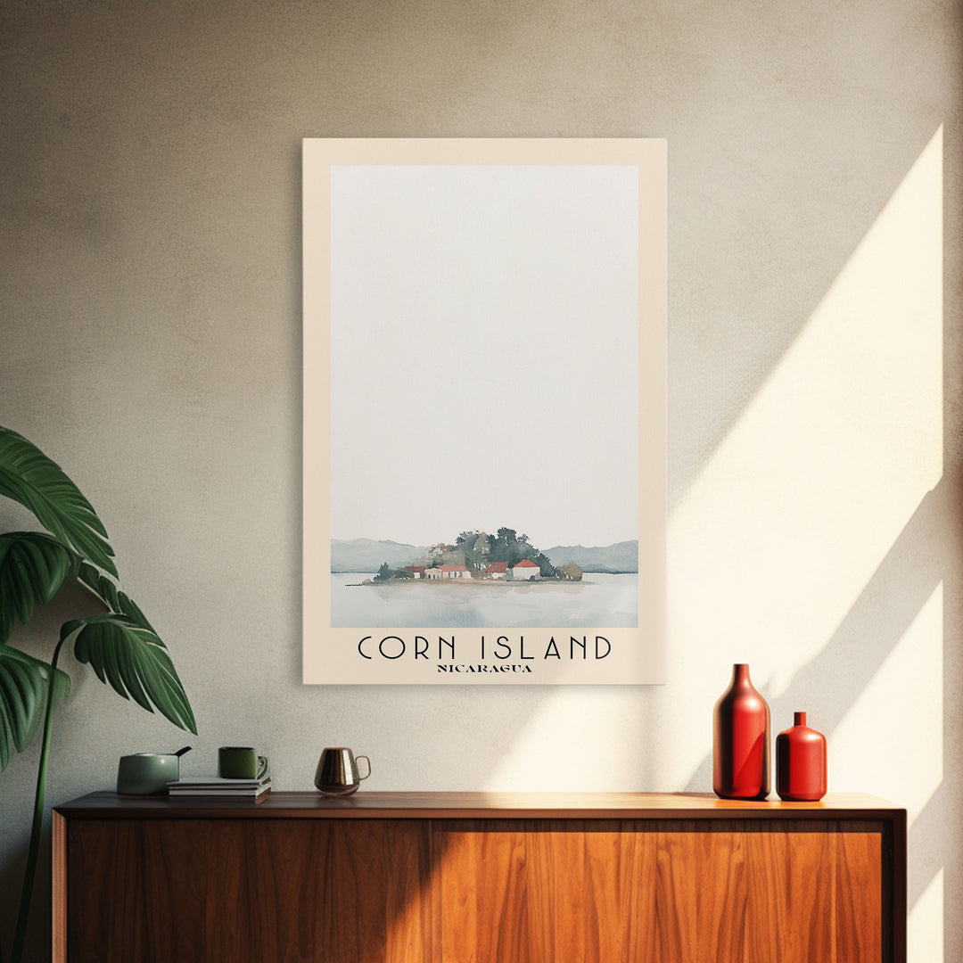 Corn Island, NICARAGUA Watercolor Print, Vacation Gift, NICARAGUA Wall Art, Beach Painting, Beach Decor, Large Wall Art, Wood Frame Art
