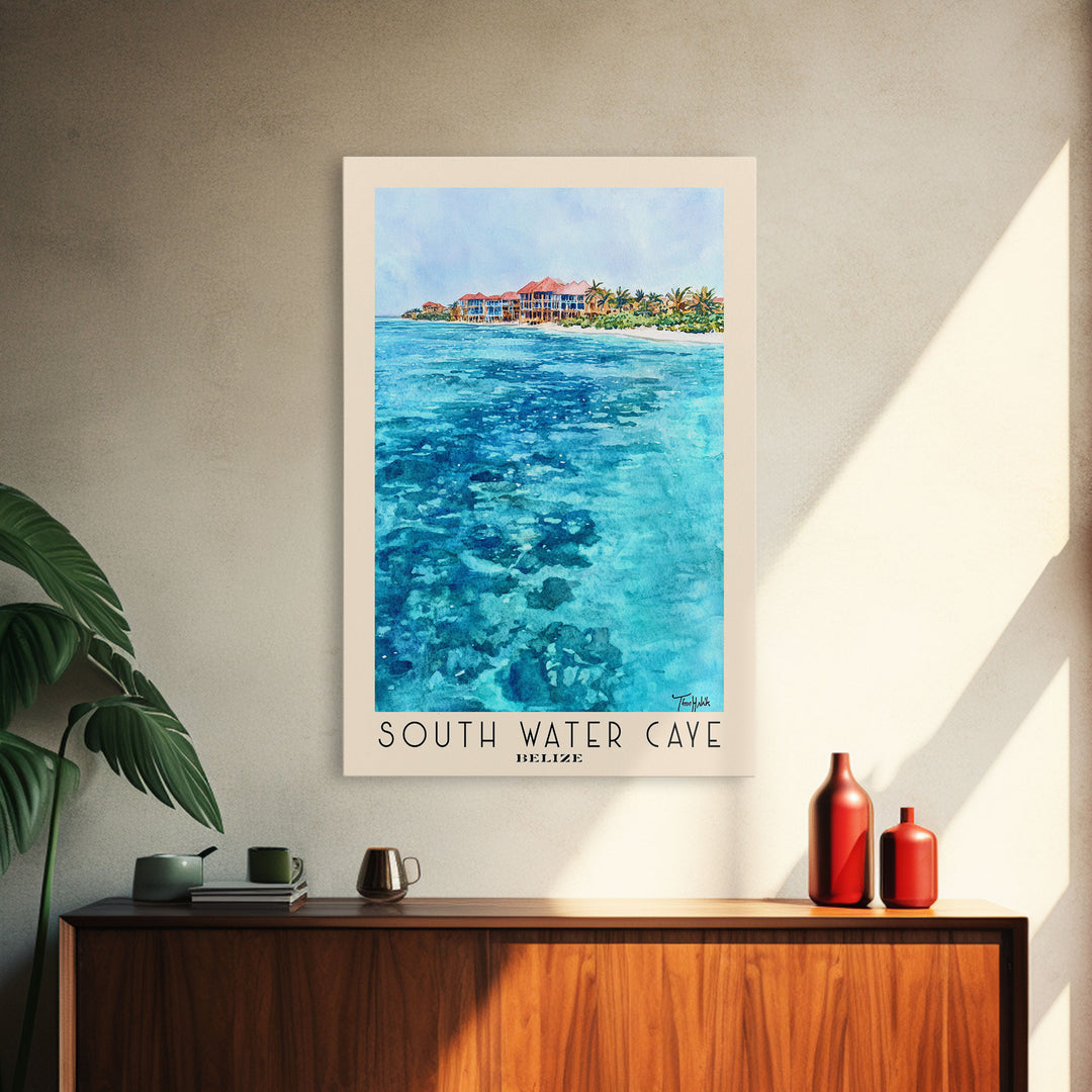 South Water Caye, Belize Watercolor Print, Vacation Gift, Belize Wall Art, Beach Painting, Beach Decor, Beach Or Lakehouse Art
