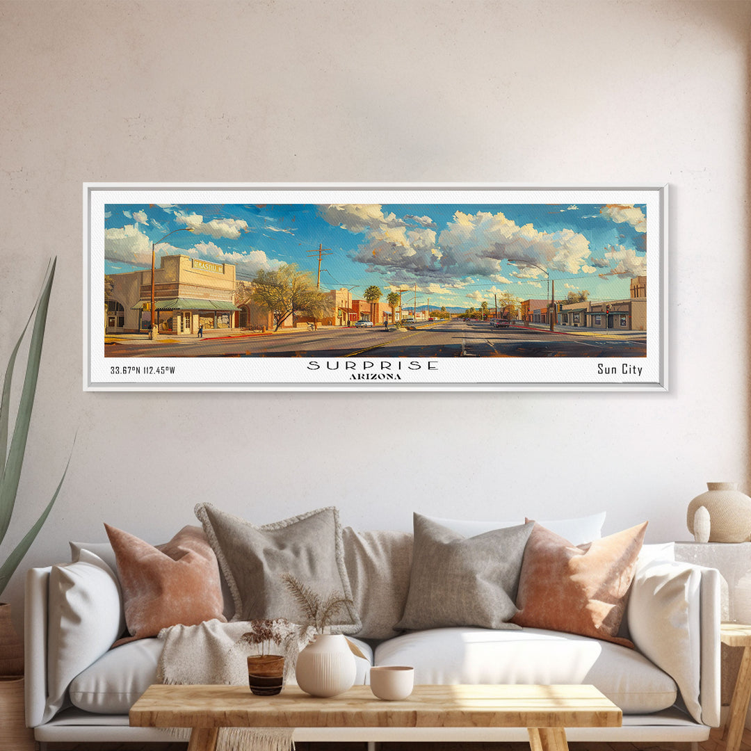 Surprise Arizona Travel Poster, Framed Canvas Print, Wall Art, Home Decor, Office Art, Living Room Art, Travel Gift, Vintage Style