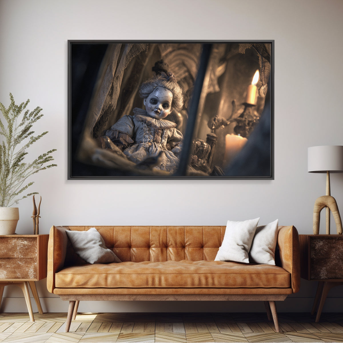 The Haunted Porcelain Doll, Renaissance Engraving Art, Landscape Wall Art, Gothic Horror Wall Art, Canvas Print, Halloween Wall Art