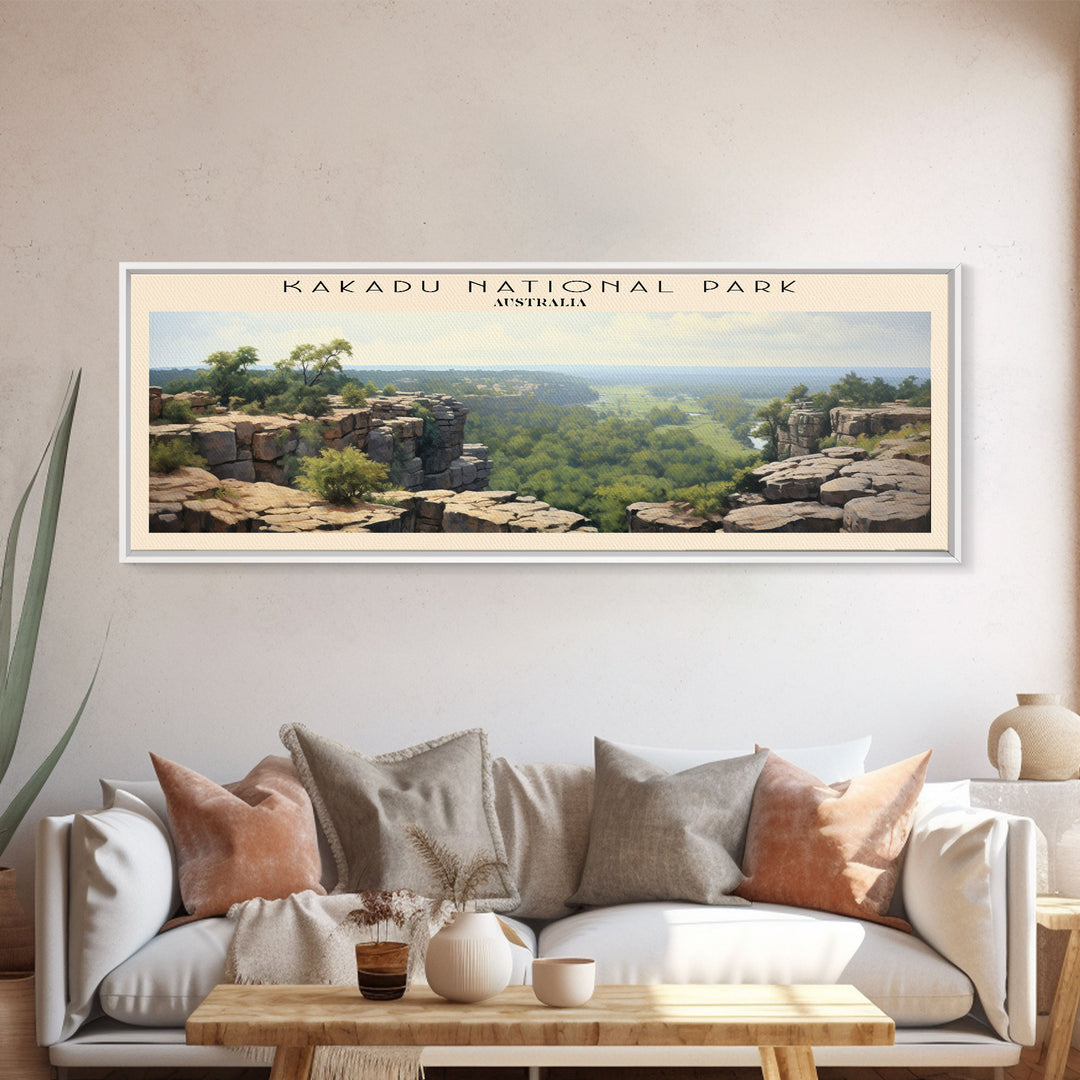 Kakadu National Park Travel Art Framed Canvas Print, COUNTRY Wall Decor, Home Decor, Travel Poster, Vintage Wall Art, Watercolor Painting
