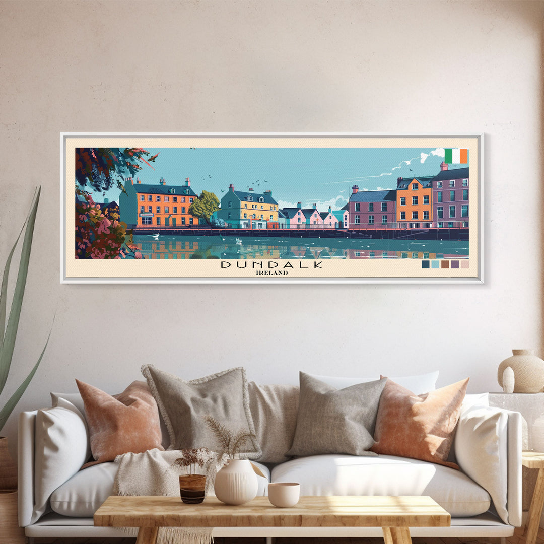 Dundalk, Ireland Panoramic Canvas Print, Dundalk, Ireland Painting, Ireland Art, Dundalk Travel Poster, Travel Art, Guest Room Painting