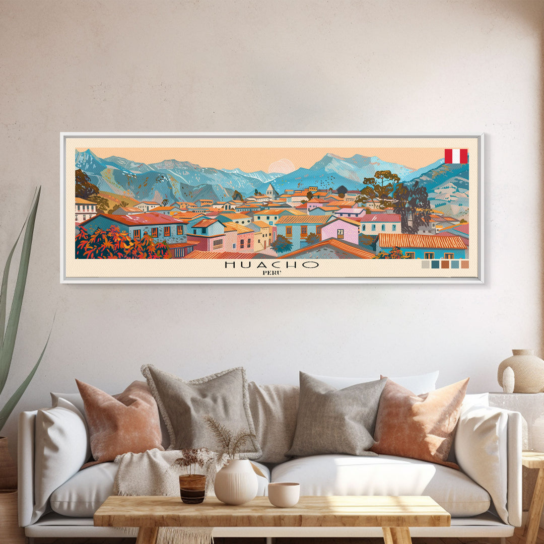 Huacho, Peru Panoramic Canvas Print, Huacho, Peru Painting, Peru Art, Huacho Travel Poster, Travel Art, Guest Room Painting