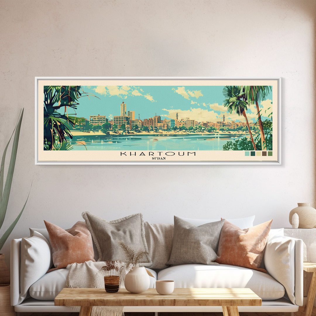 Khartoum, Sudan Panoramic Canvas Print, Khartoum, Sudan Painting, Sudan Art, Khartoum Travel Poster, Travel Art, Living Room Painting