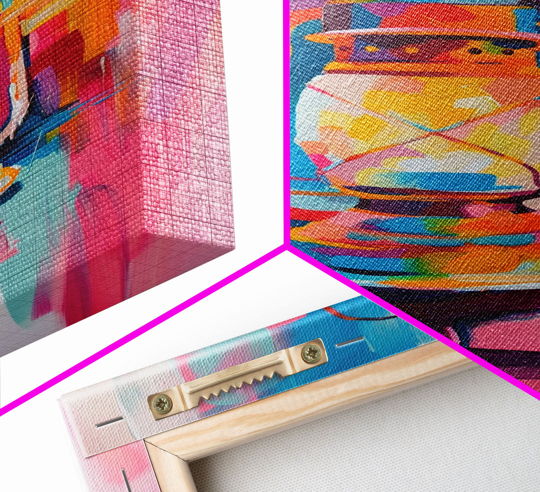 Colorful Abstract Oil Lamp - Framed Canvas Print, Modern Western Art, Unique Lamp Wall Art for Bedroom Decor
