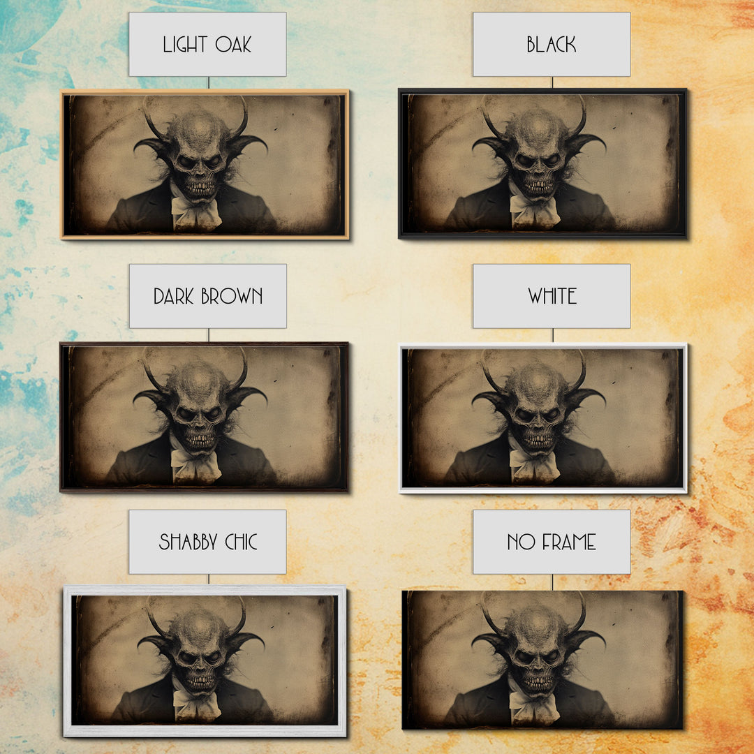 The Demon Of 81st Street, Creepy Halloween Trick Or Treaters, Framed Canvas Print, Vintage Tintype Photography Art, Halloween Art Print