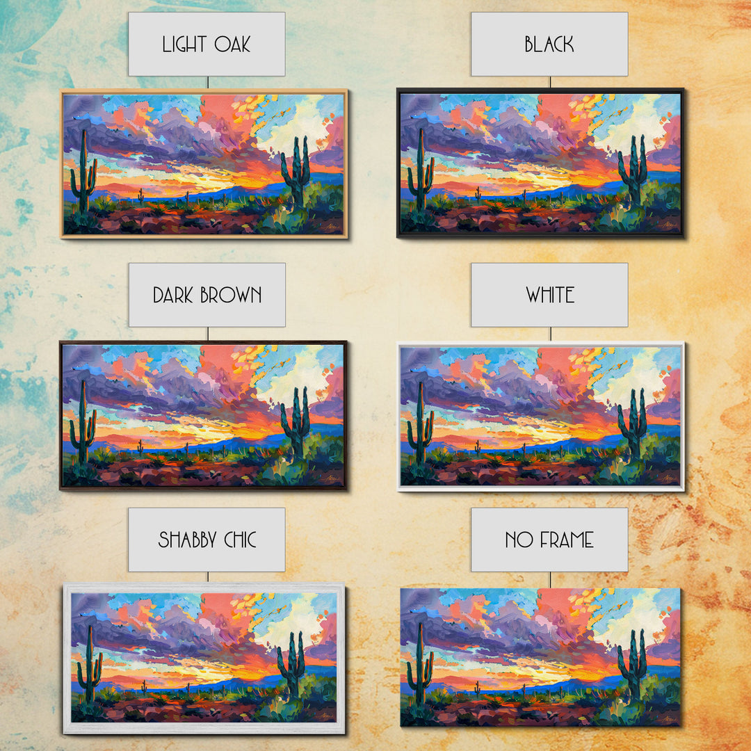 Radiant Desert Pathway with Sunset Glow, Framed Canvas Print for Living Room Art, Perfect for Boho and Southwestern Decor