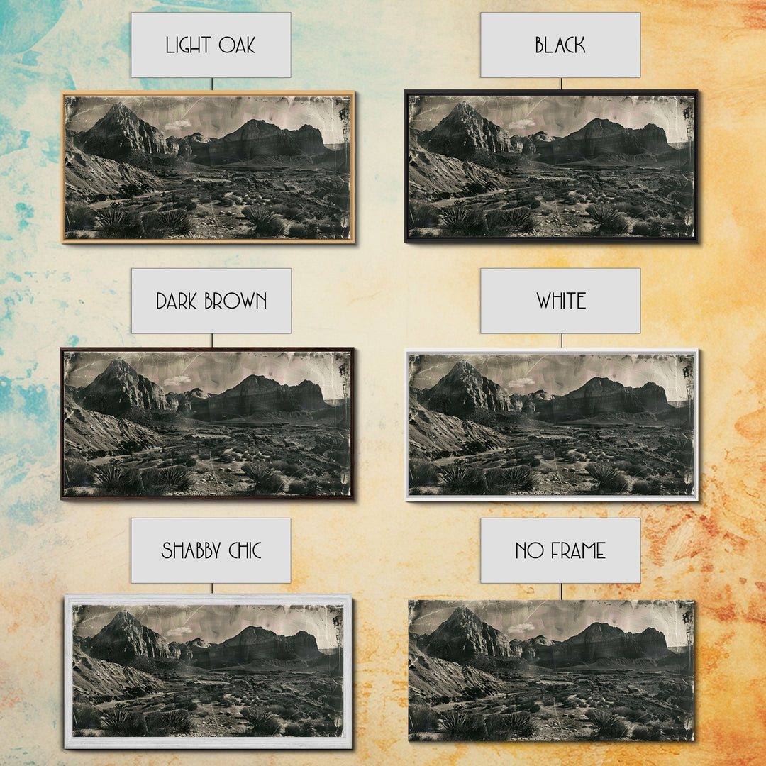 Majestic Mountain Range in Vintage Style, Framed Canvas Print for Living Room Decor, Ideal Bedroom Wall Art, Western Landscape