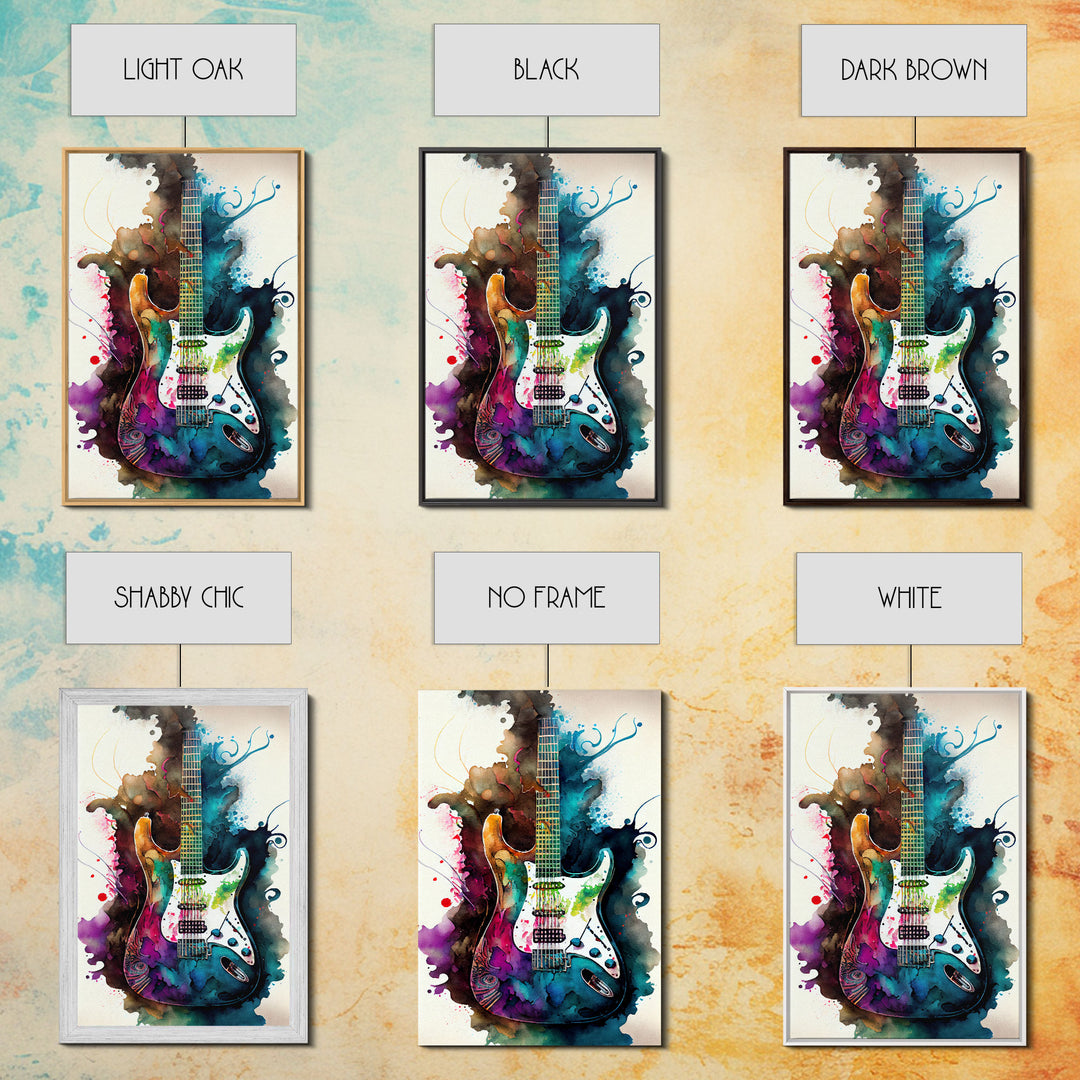 Electric Color Explosion Guitar Painting for Wall Decor, Vintage Guitar Lover Gift for Musical Wall Decor, Guitar Artwork Gift for Men