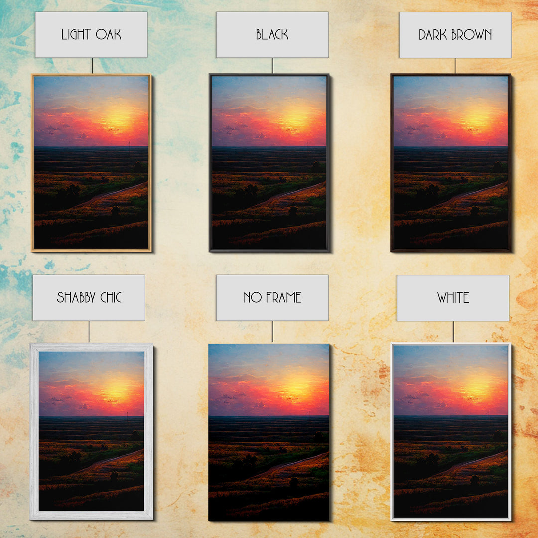 Sunset Over a Texas Field, Canvas Print, Landscape Art, Ready To Hang Wall Art