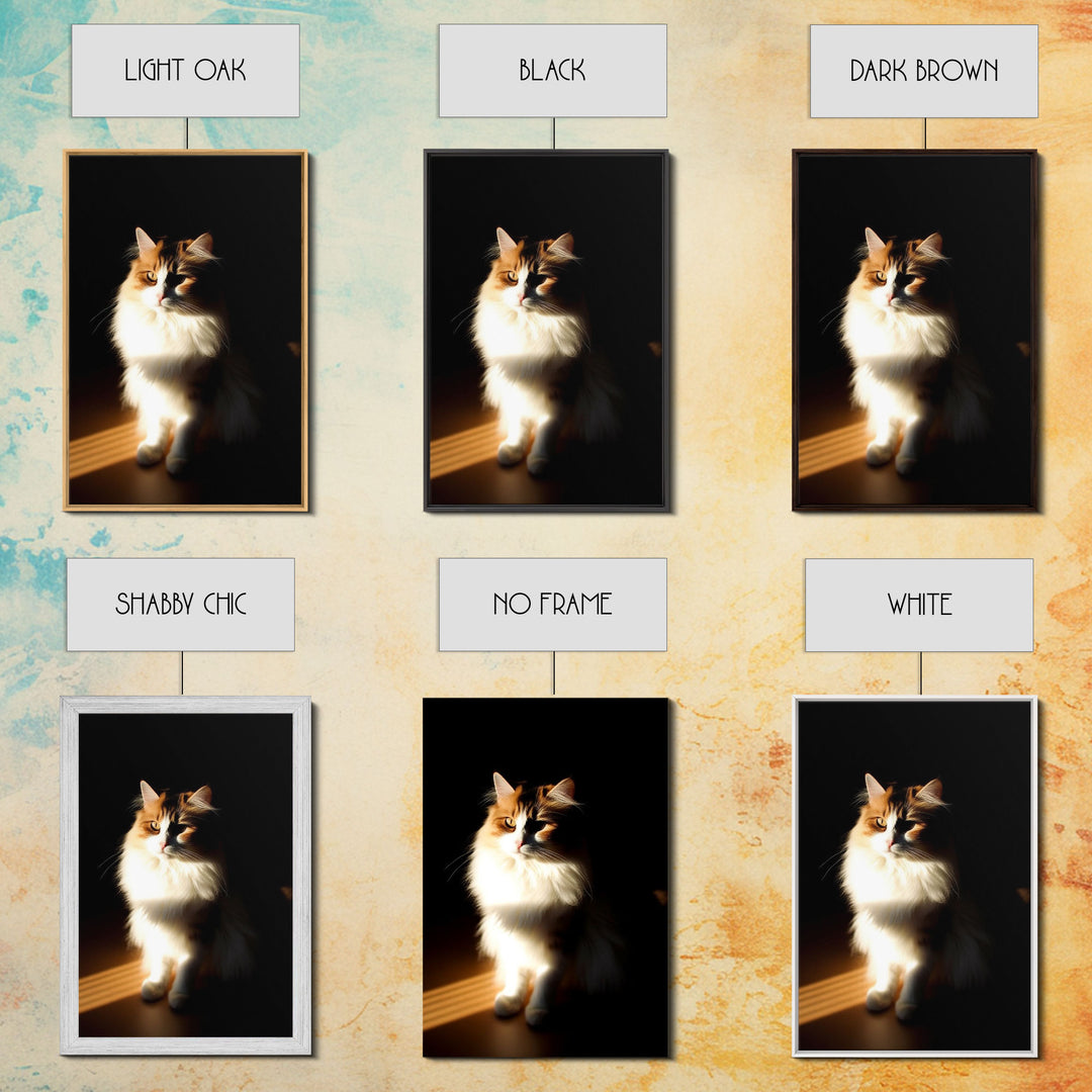 Portrait of a Calico Cat, Framed Canvas Print, Cat Art, Cat Photography, Cat Wall Art