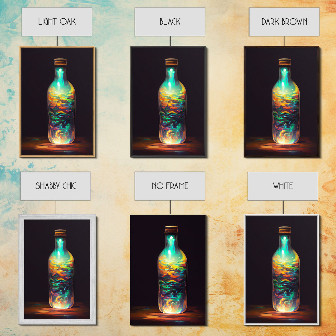 Miniature world in a bottle canvas print, high fantasy wall art, magical wall art, ready to hang wall art