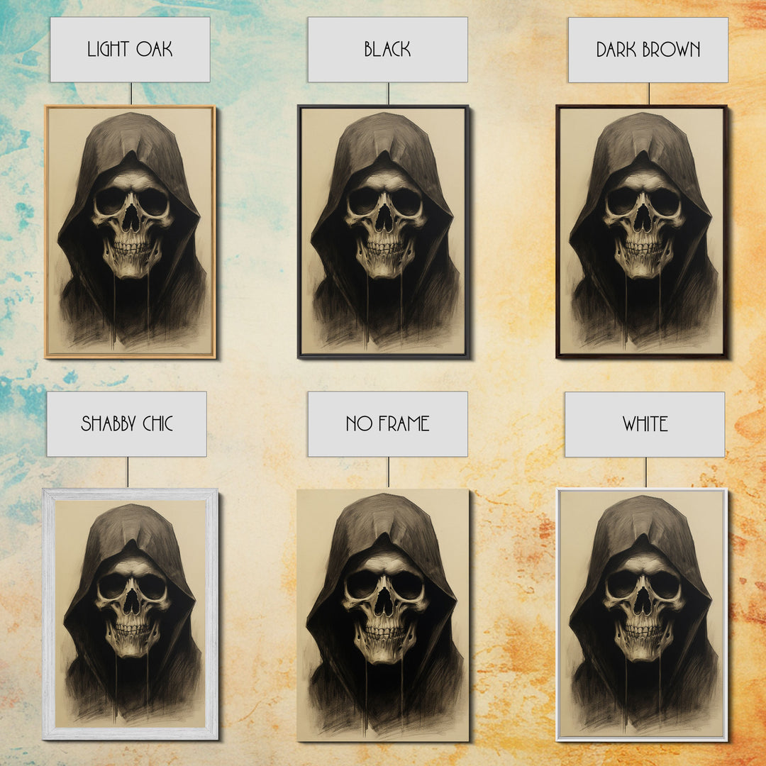 Skull Decor, Charcoal Drawing, Gothic Home Decor, Canvas Print, Wall Art, Vertical Art, Skull Gift, Human Skull Decor, Modern Art Prints