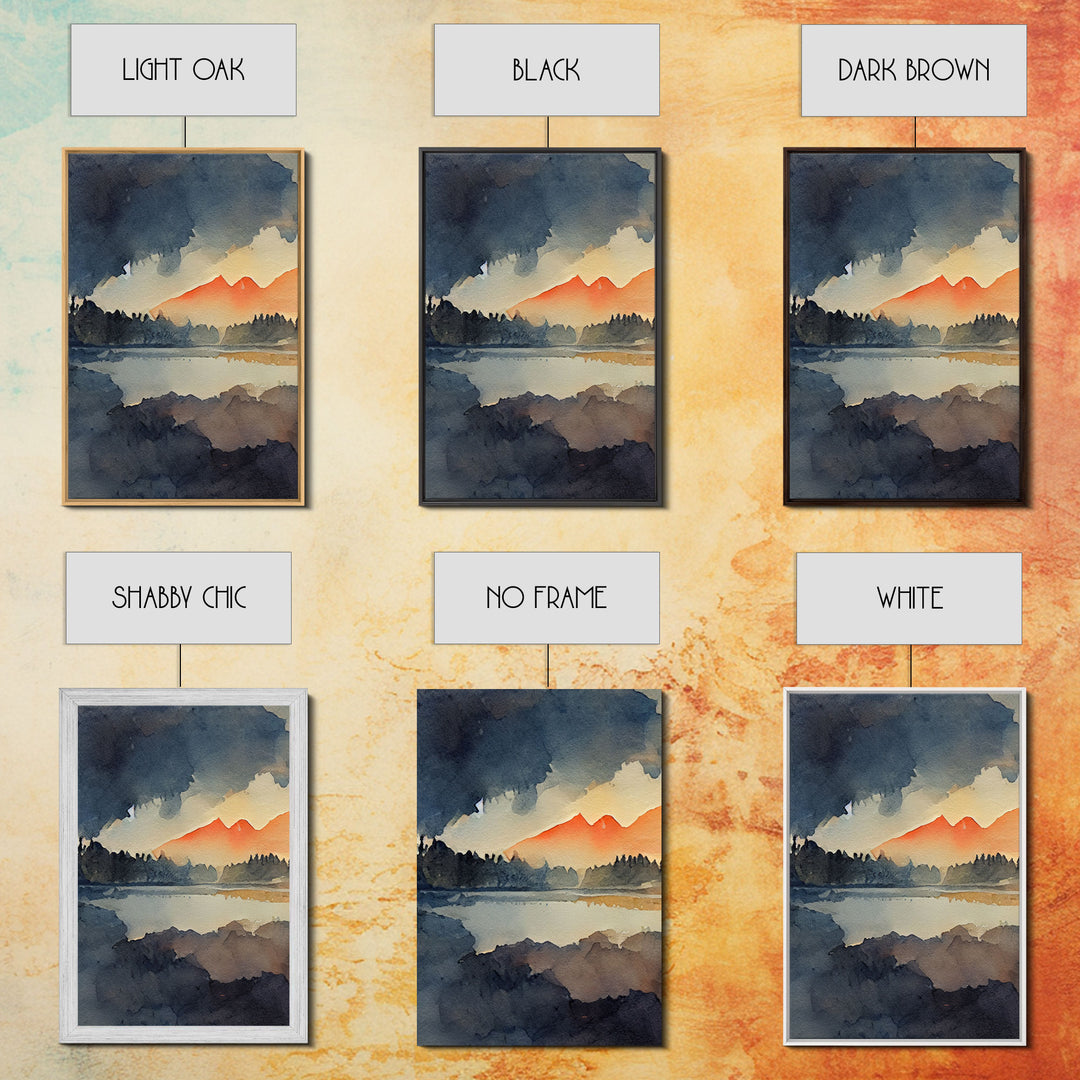 3 Piece Canvas Wall Decor, Ready To Hang Canvas Prints, Watercolor Of A Forest Fire, Orange Landscape Sunset Art, Canvas Wall Decor