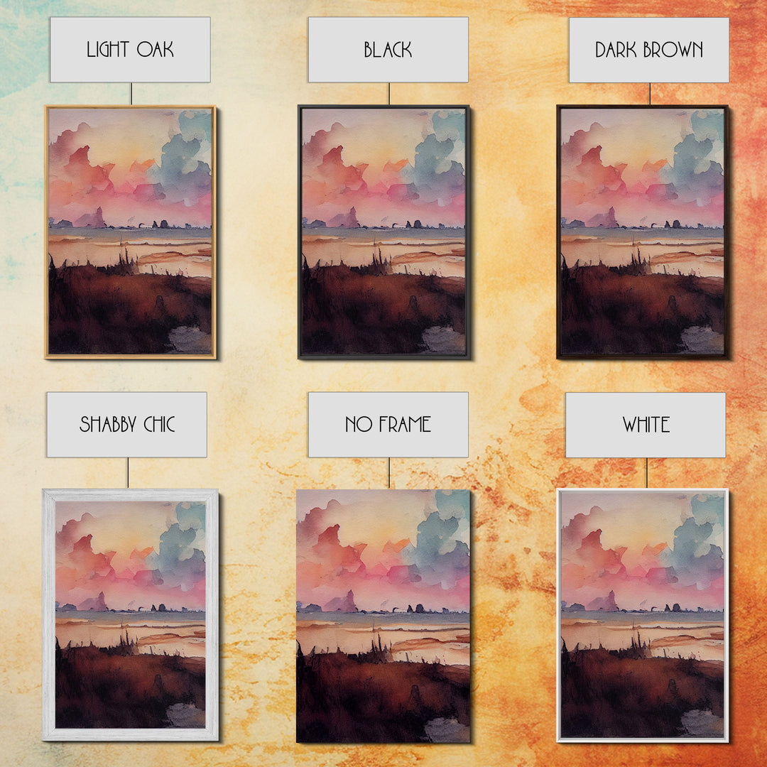 Watercolor of a beach at sunset, Abstract Lakehouse Wall Decor, 3 Piece Canvas Decor, 3 Piece Wall Art, Ready To Hang Canvas Prints