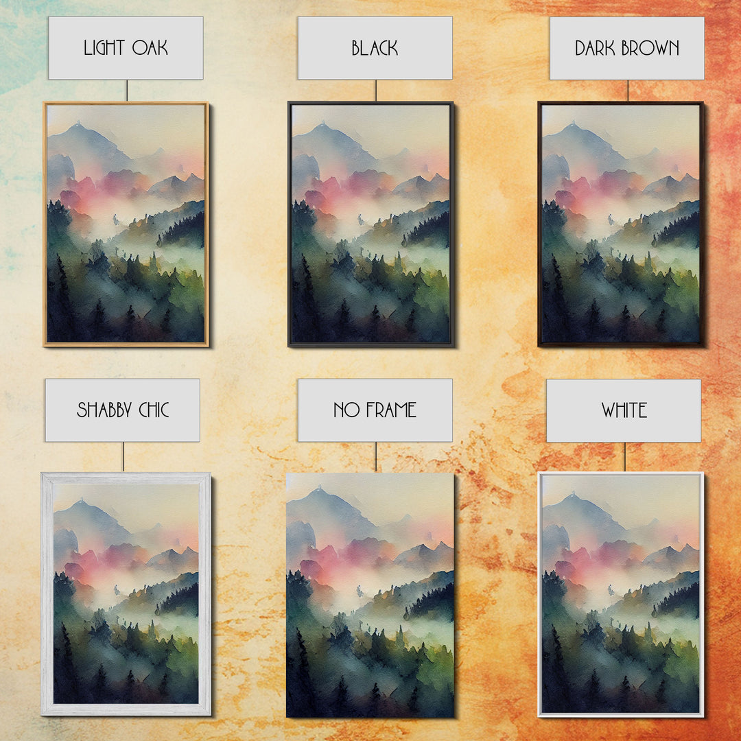Dramatic Watercolor Sunset Landscape Abstract, Landscape Art, 3 Piece Canvas Decor, 3 Piece Wall Art, Ready To Hang Canvas Prints