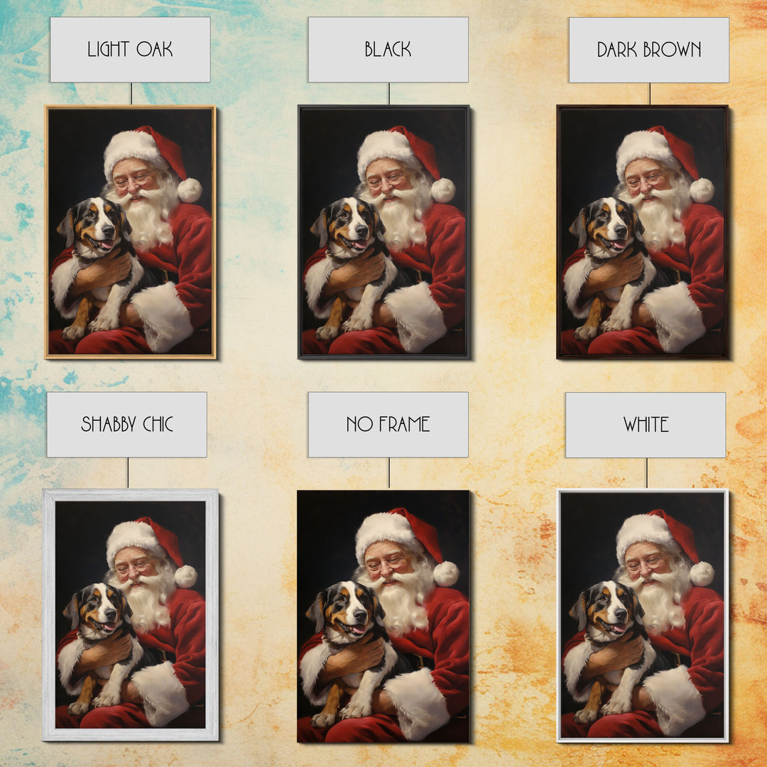 Santa Claus And His Beagle, Christmas Wall Art, Dog Gift, Christmas Dog, Winter Wall Art, Santa Decor, Santa Art Print, Cute Dog Print