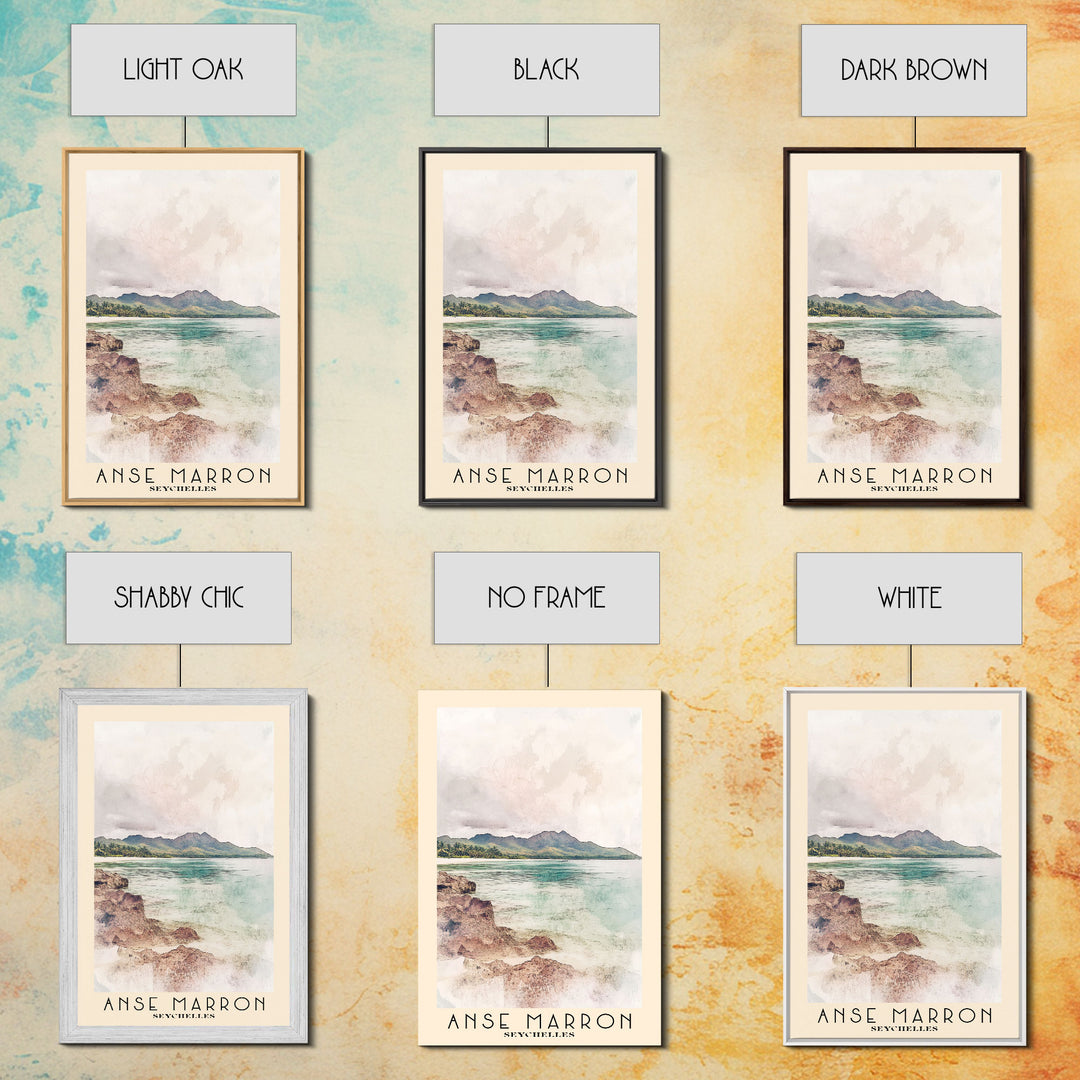 Anse Marron, Seychelles Watercolor Print, Vacation Gift, Seychelles Wall Art, Beach Painting, Beach Decor, Large Wall Art, Wood Frame Art