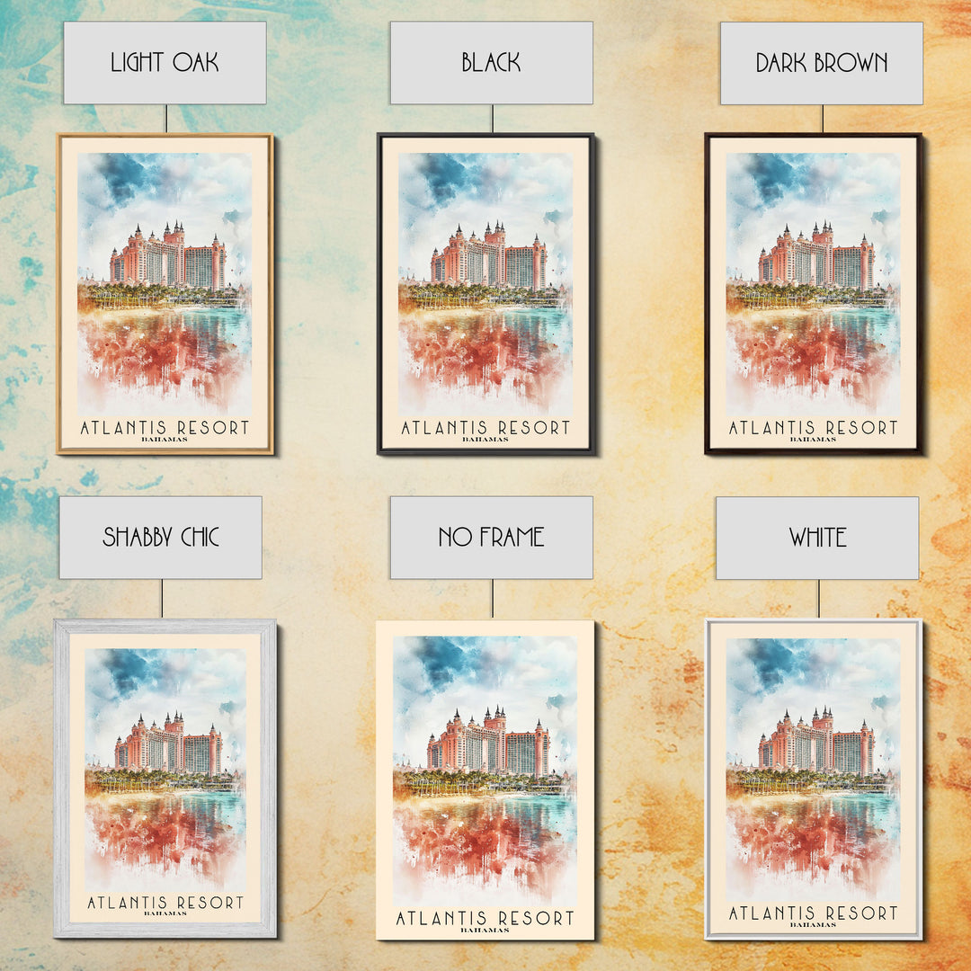 Atlantis Resort, Bahamas Watercolor Print, Vacation Gift, Bahamas Wall Art, Beach Painting, Beach Decor, Beach Or Lakehouse Art
