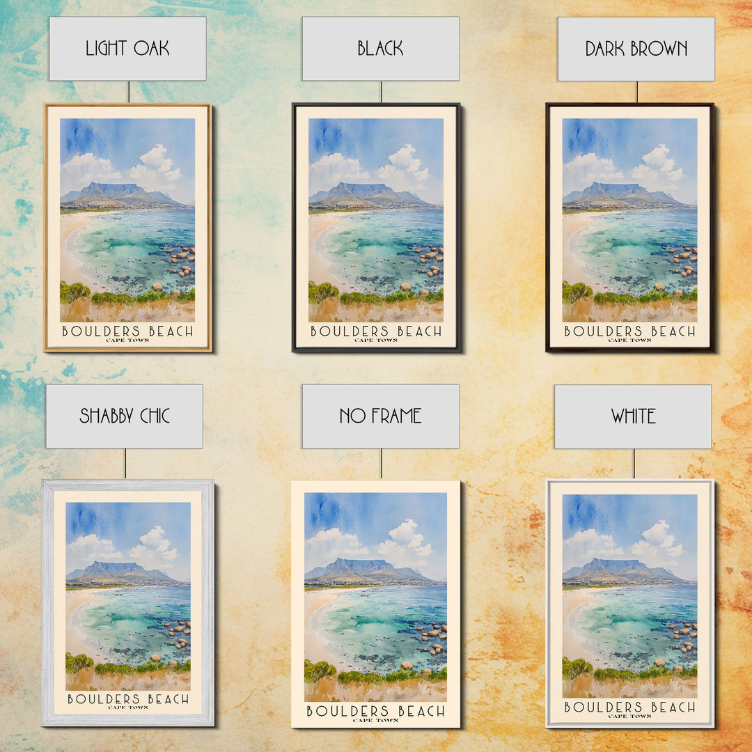 Boulders Beach, Cape Town Watercolor Beach Print, Vacation Gift, Cape Town Wall Art, Beach Painting, Beach Decor, Beach Painting