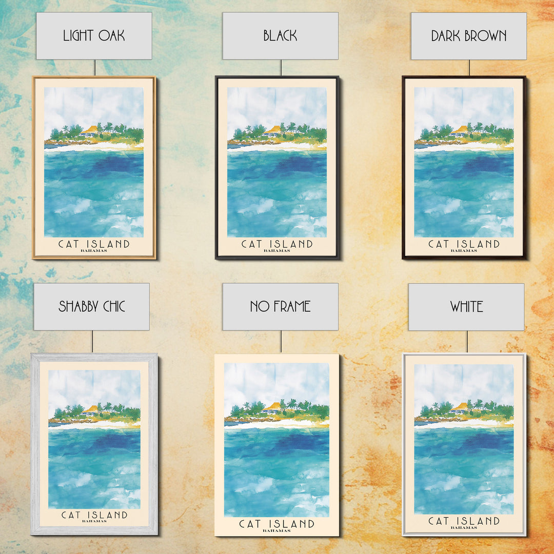Cat Island, Bahamas Watercolor Beach Print, Vacation Gift, Bahamas Wall Art, Framed Canvas Print, Framed Beach Painting