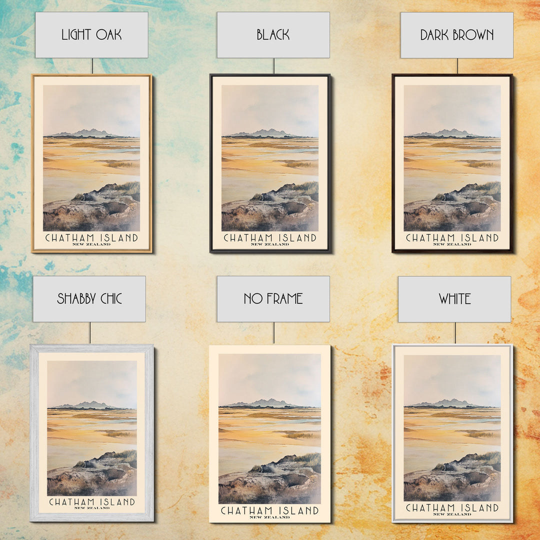 Chatham Island, New Zealand Watercolor Print, Vacation Gift, New Zealand Wall Art, Beach Painting, Beach Decor, Large Wall Art, Wood Frame Art