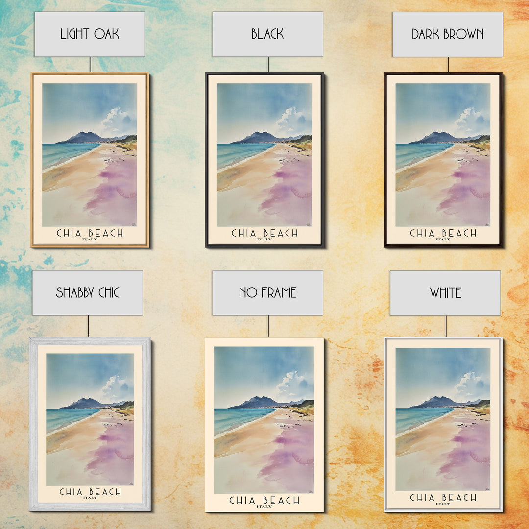 Chia Beach, Italy Watercolor Print, Vacation Gift, Italy Wall Art, Beach Painting, Beach Decor, Beach Or Lakehouse Art