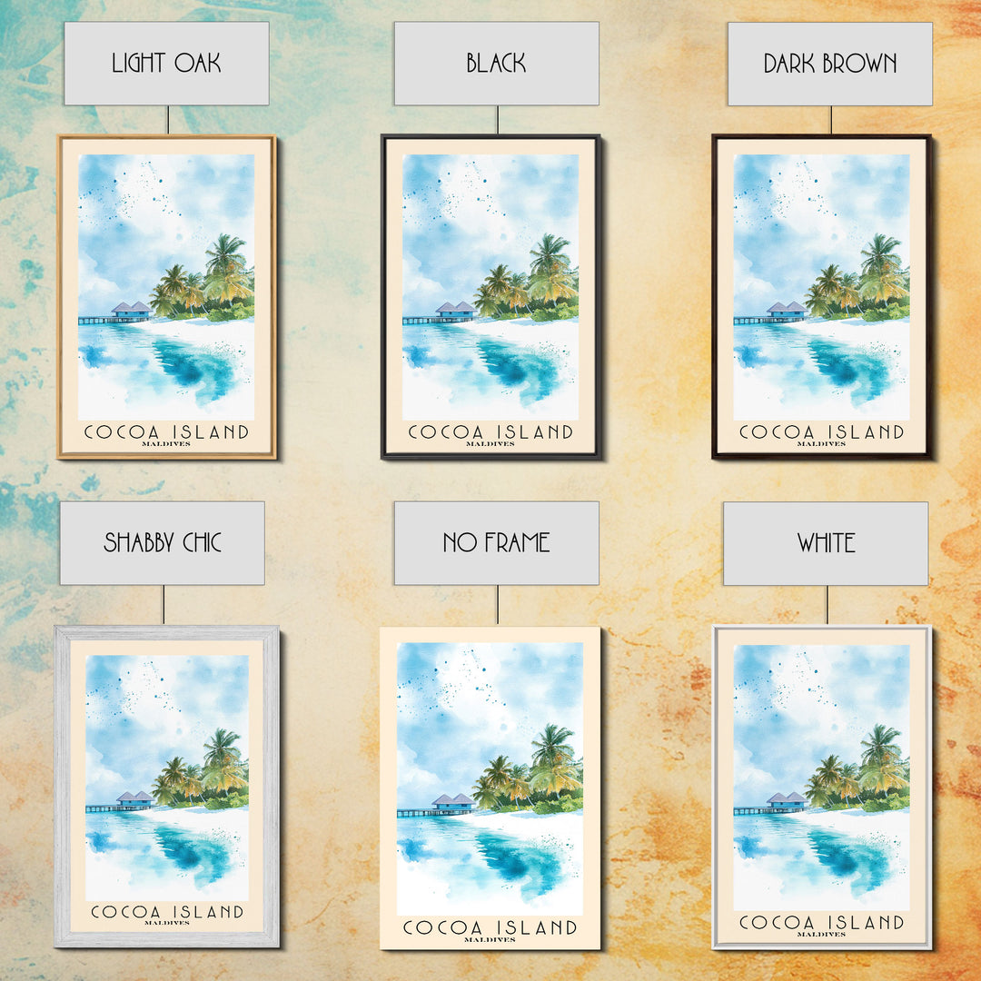 Cocoa Island, Maldives Watercolor Print, Vacation Gift, Maldives Wall Art, Vacation Wall Art, Vacatation Memories, Beach Decor, Beach Or Lakehouse Art