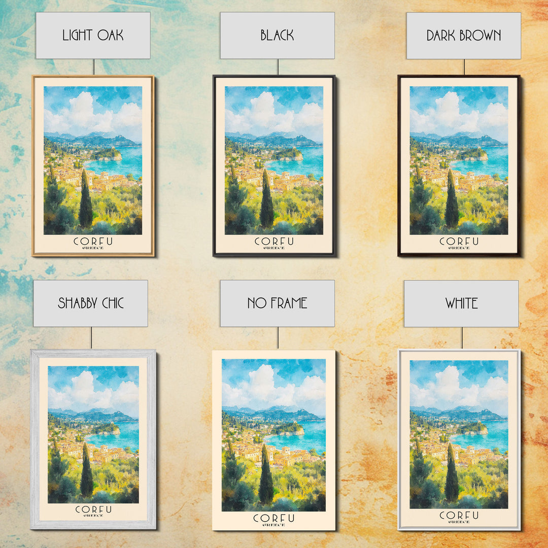 Corfu, Greece Watercolor Beach Print, Vacation Gift, Greece Wall Art, Beach Painting, Beach Decor, Beach Painting