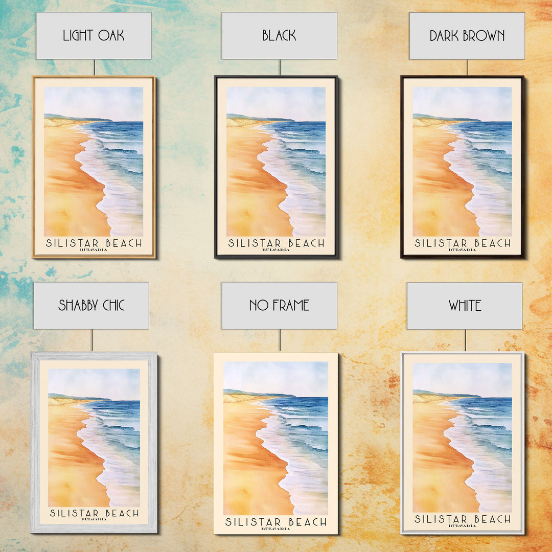 Silistar Beach, Bulgaria Watercolor Beach Print, Vacation Gift, Bulgaria Wall Art, Framed Canvas Print, Framed Beach Painting