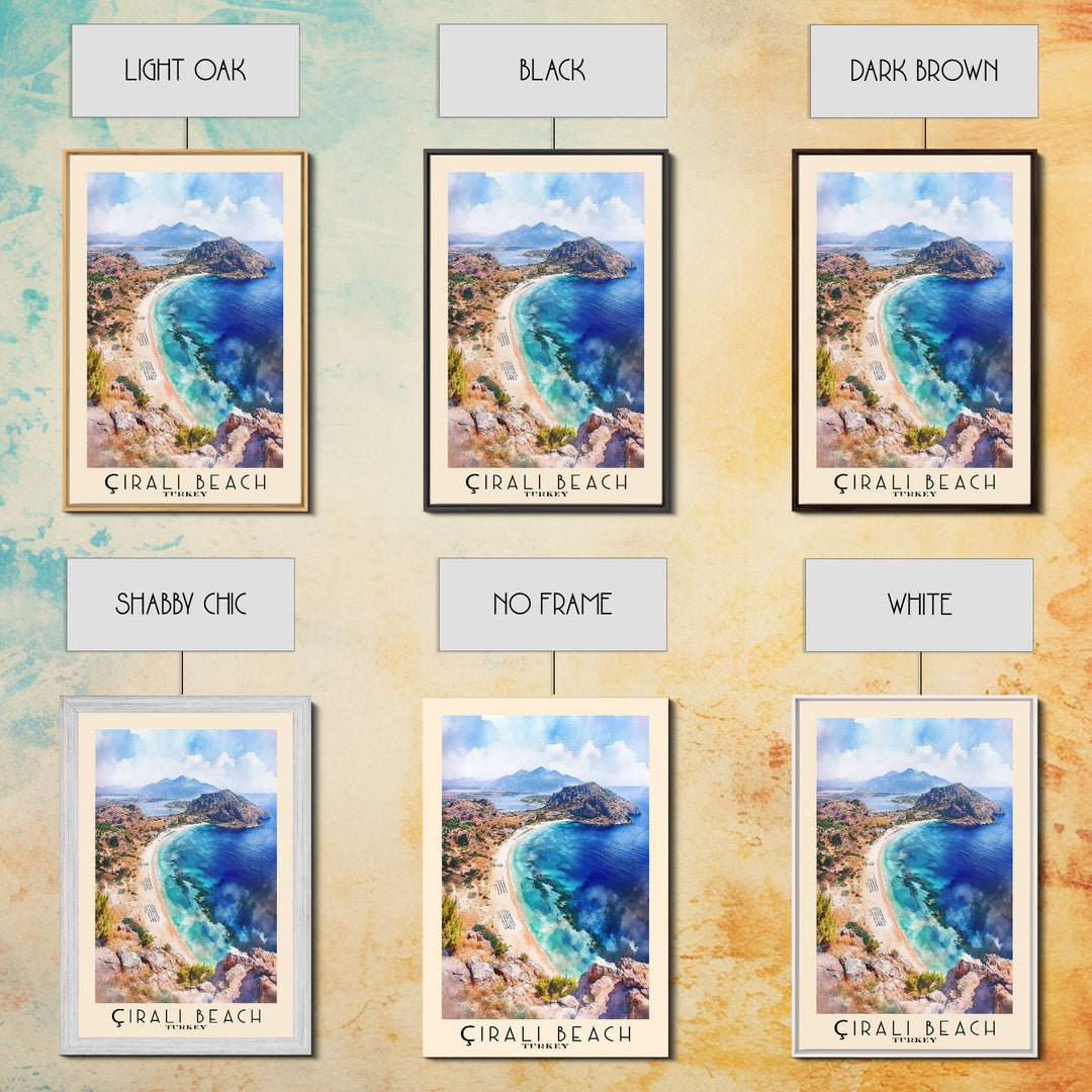Çıralı Beach, Turkey Watercolor Print, Vacation Gift, Turkey Wall Art, Beach Painting, Beach Decor, Large Wall Art, Wood Frame Art