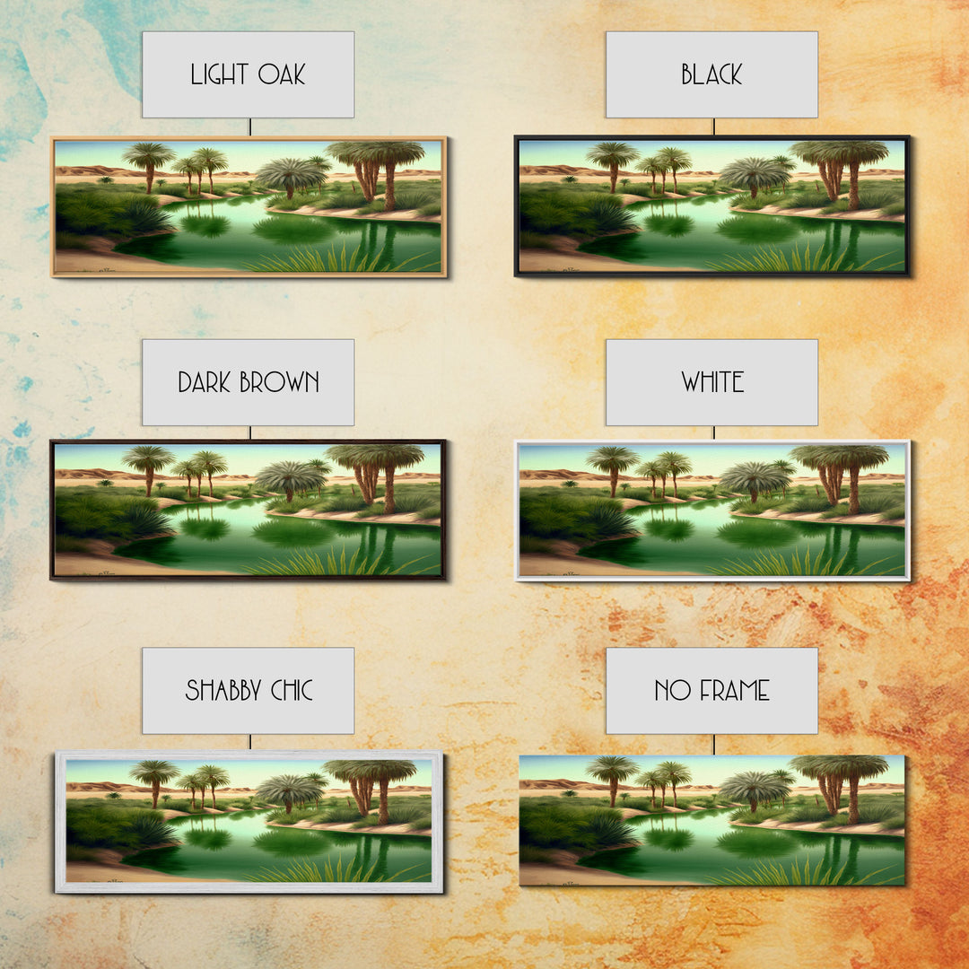 Desert Oasis Watercolor Landscape Canvas Print - Perfect for Living Room, Bedroom, Panoramic Extra Wide Format Art