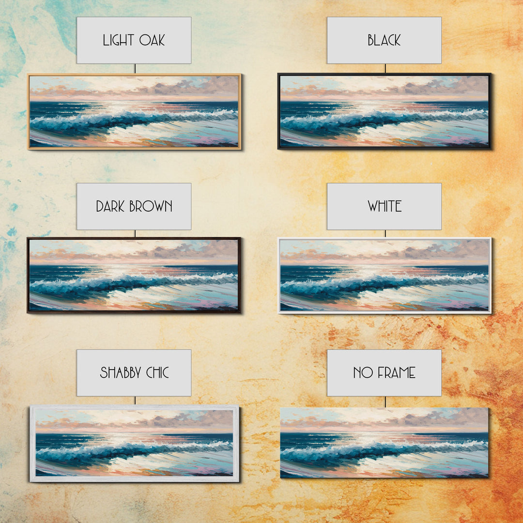 Panoramic Ocean Beach canvas prints Sea landscape Nautical photo Coastal canvas print Sea wave canvas Extra large wall art Ready to hang
