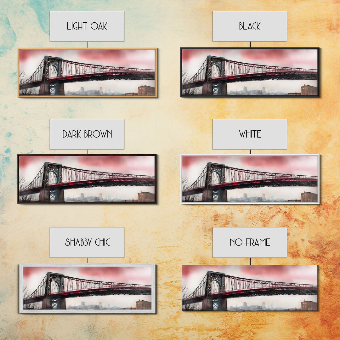 Suspension Bridge Canvas Print, City Art, City Skyline Art, Large Urban Art Print, Cityscape Wall Decor, Panoramic, Wall Art, Canvas Print