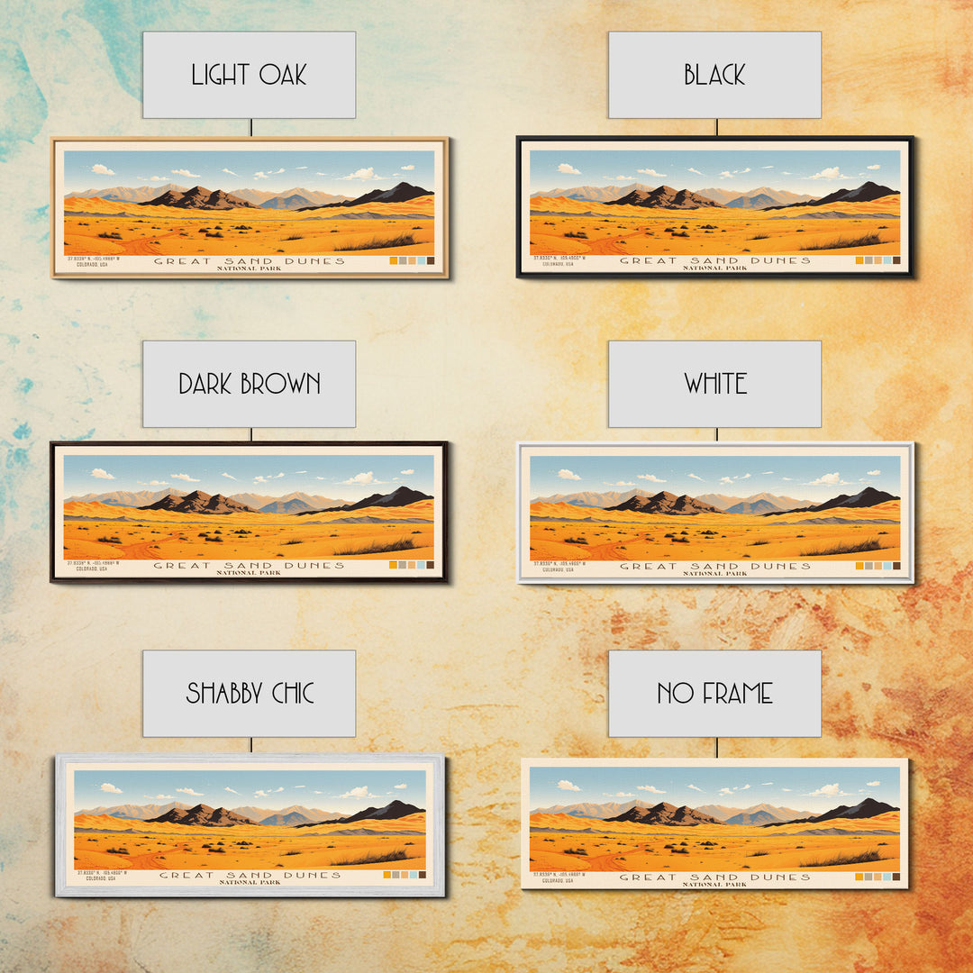 Great Sand Dunes National Park, Panoramic Colorado Travel Art, National Park Print, Minimalist Travel Art, Midcentury Modern Style Landscape