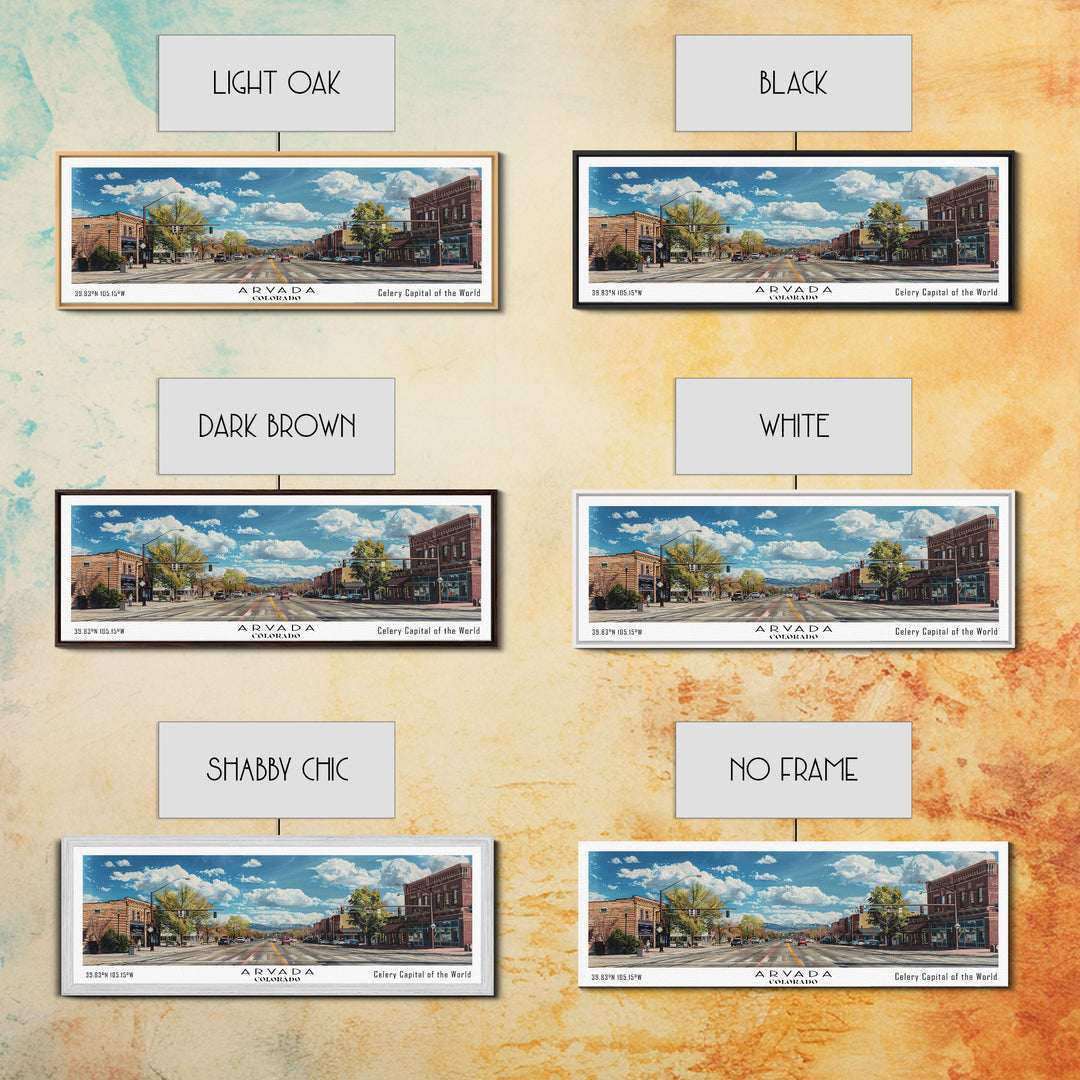 Arvada Colorado Panoramic Painting, Watercolor Framed Canvas Print, Scenic Cityscape, Travel Poster, Wall Decor, Living Room Art, Office Wall Art