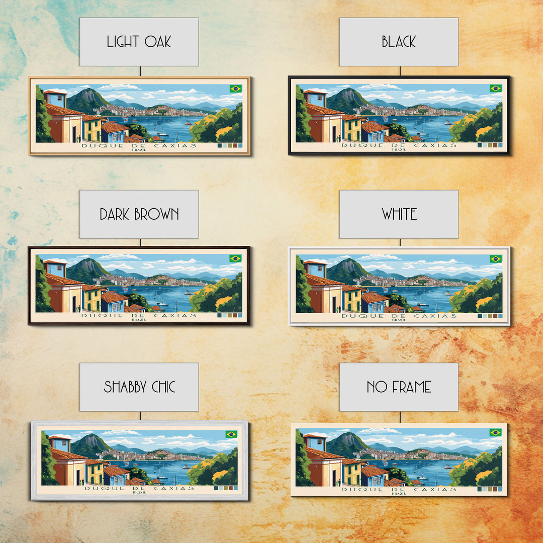 Panoramic Travel Poster Duque de Caxias, Brazil Canvas Print, Duque de Caxias, Brazil Painting, Brazil Art, Duque de Caxias Travel Art, Guest Room Painting