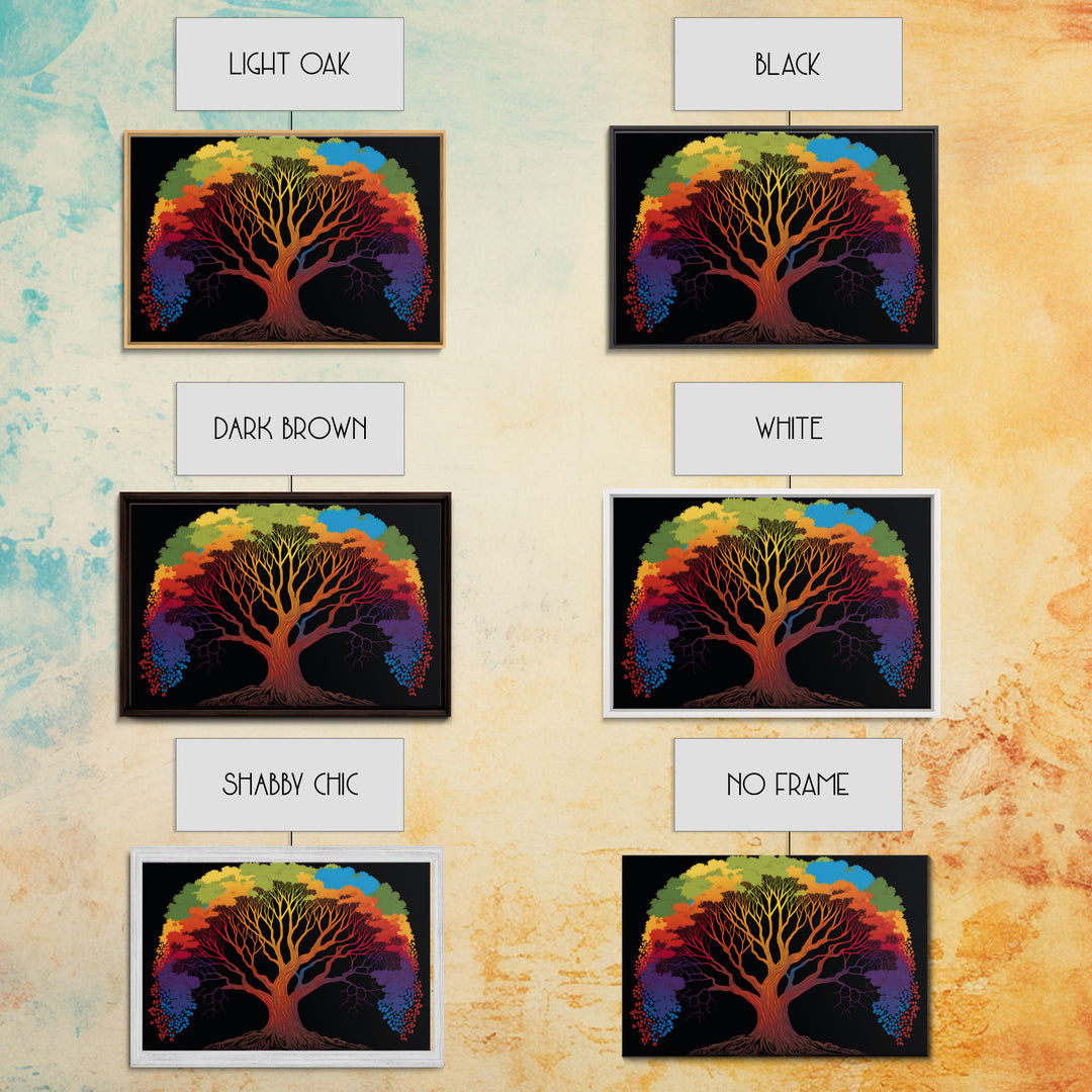 Rainbow Tree of Life, Framed Canvas Print