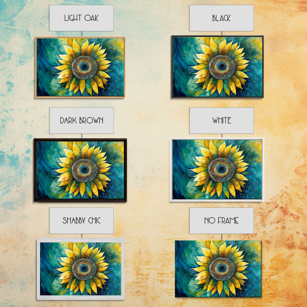 Watercolor of a Sunflower, Framed Canvas Print, Framed Art, Lowkey Farmhouse Wall Art, Living Room Decor, Living Room painting