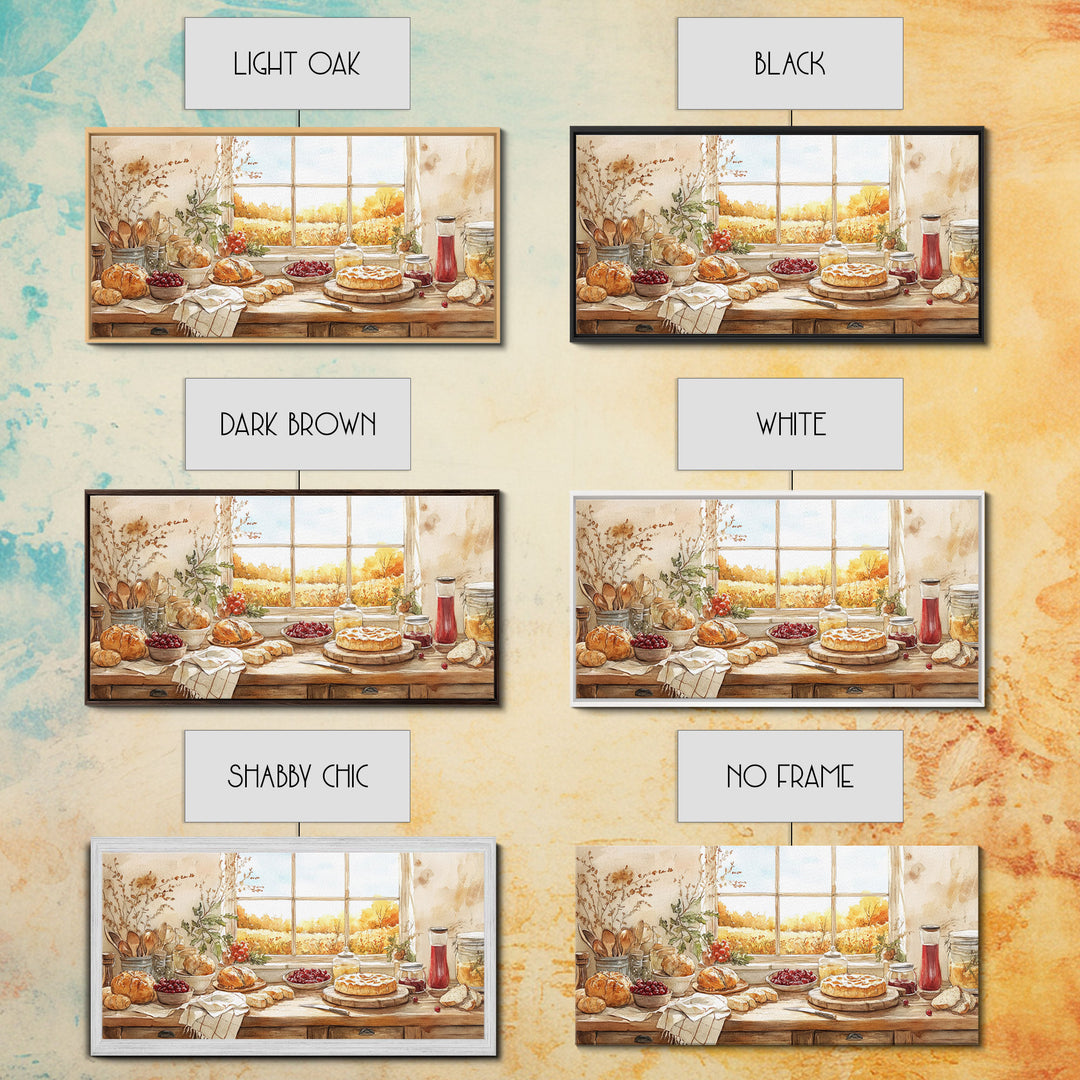 Autumn kitchen decor, cozy fall harvest print, farmhouse wall art vintage rustic fall wall print, country harvest decor, framed canvas print