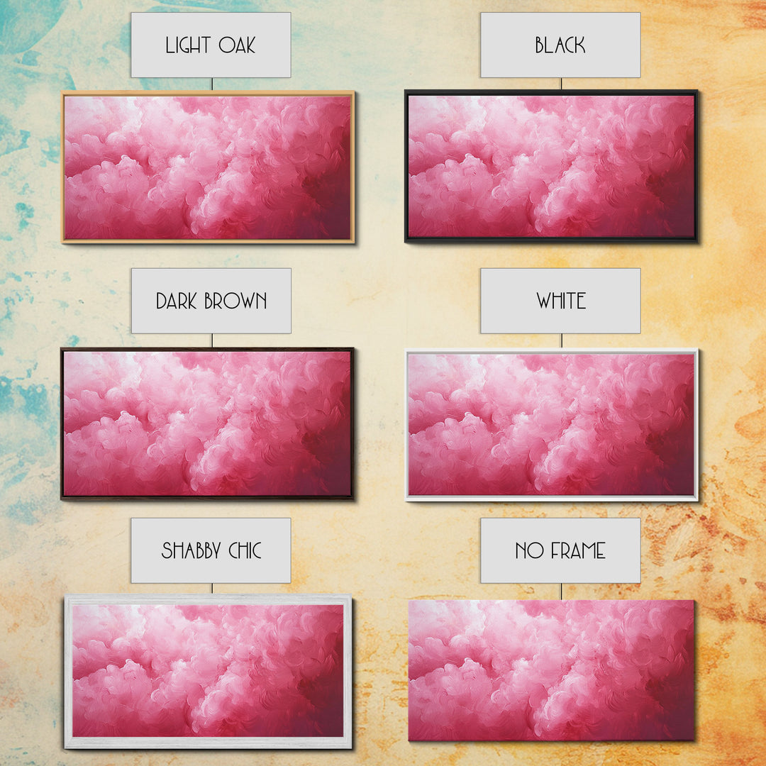 Pink Clouds - Framed Canvas Print - Wood Framed Wall Art - Preppy Decor - Preppy Dorm Room Wall Art - Abstract Pink Wall Art