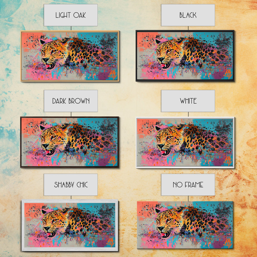 Pop Art Cheetah Painting Print, Wood Framed Art, Canvas Art, Cheetah Print, Cheetah Art, Preppy Decor, Girl's Room Art