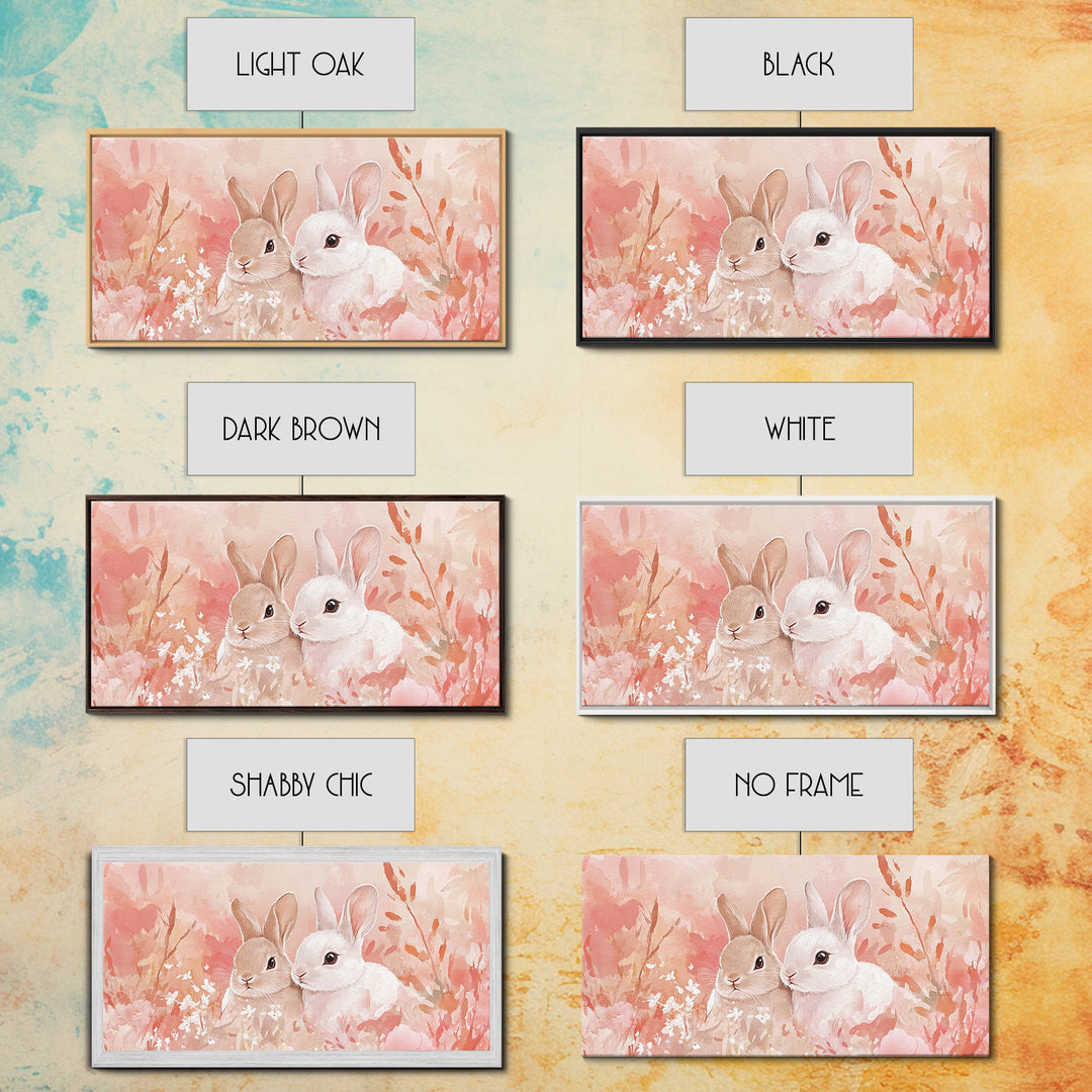 Bunny Art Canvas Print Pastel Wall Art Whimsical Easter Decor Animal Lovers Gift Idea Cottagecore Living Room Art Soft Aesthetic